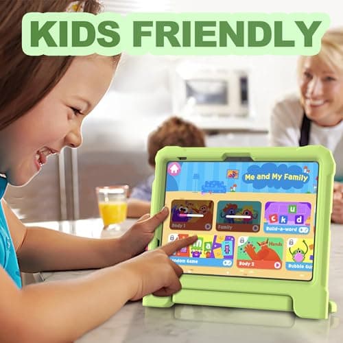 YIHE Kids Case for iPad (A16) 11th Generation 11 Inch 2025 & iPad 10th Generation 10.9 inch 2022, with Built-in Screen Protector and Handle Stand, Full Body Shockproof Protective Cover, LightGreen - Thumbnail 4