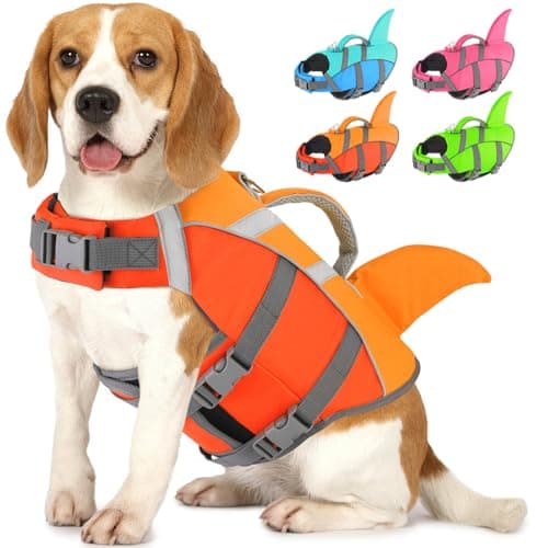 Doglay Dog Life Jacket with Shark Fin, Superior Buoyancy Dog Life Vest with Rescue Handle & Reflective Stripes, Ripstop Pet Preserver Swim Vest for Small Medium Large Dogs - Image 1