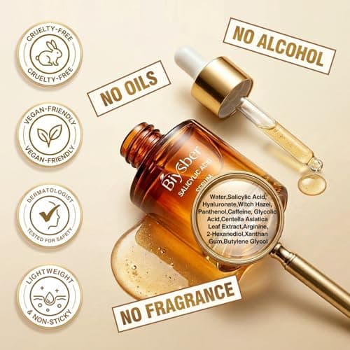 BIYSBER Salicylic Acid 2% Serum Solution for Face: Gently Exfoliating Facial Serum for Acne,Blackhead & Open Pores & Reduces Excess Oil - Hydrating& Soothing Skin Care Serum for Acne Prone&Oily Skin - Thumbnail 5