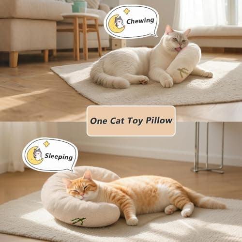 MOYMO Cat Couch with Soft Pillow, Supportive Dog Couch, Cat Sofa with Removable Cover，Cute Moon Shaped, 24 Inch - Thumbnail 3