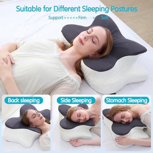 Cervical Pillow for Neck Pain Relief, Contour Memory Foam Pillows, Adjustable Orthopedic Pillow with Cooling Pillowcase for Side, Back, Stomach Sleepers, Ergonomic Neck and Shoulder Support - Thumbnail 3