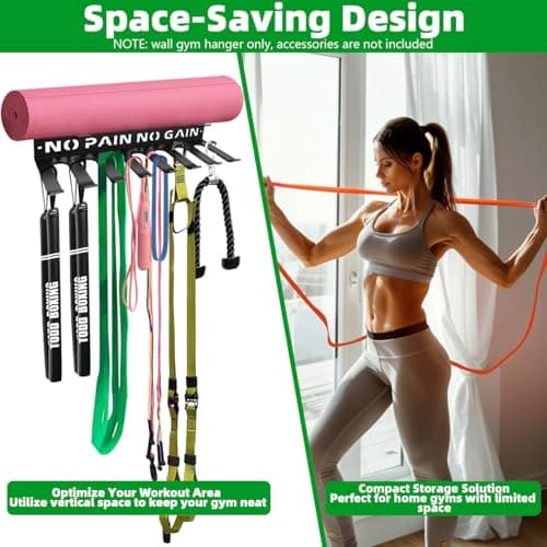 Multi-Purpose Gym Equipment Storage Rack Fitness Accessories Heavy Duty Hanger Yoga mat Holder Exercise Tools Hook for Resistance Bands Jump Ropes Weight Belts Hula Hoop Home Foam Rollers - Thumbnail 3