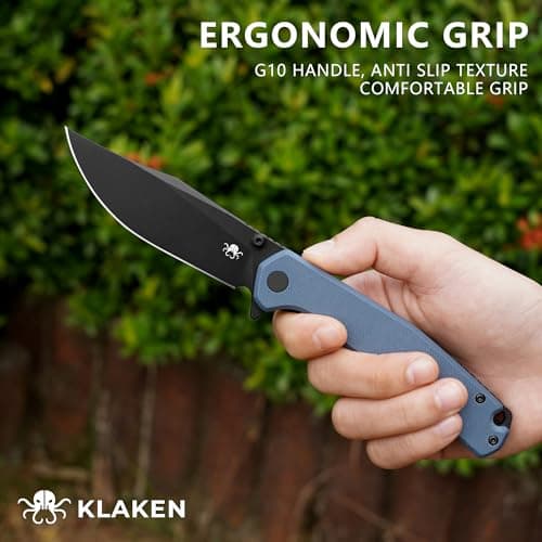KLAKEN Pocket Knife, Swedish 14C28N Blade Pocket Folding Knife, G10 Handle Folding Pocket Knife for Camping, Hiking, Survival, Outdoor, EDC Clip Knives - Thumbnail 4