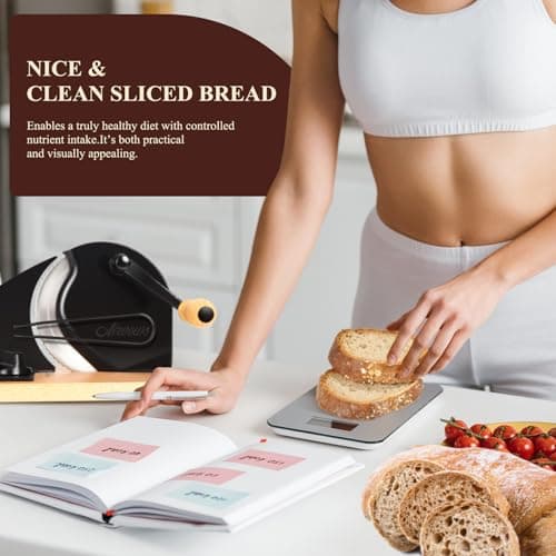 Manual Bread Slicer for Homemade Bread,Even Slicing Thickness-Adjustable Slices,Sourdough Slicer with Scale Lines&SuperStrong SuctionCup Fixation (Black-Guide) - Thumbnail 3