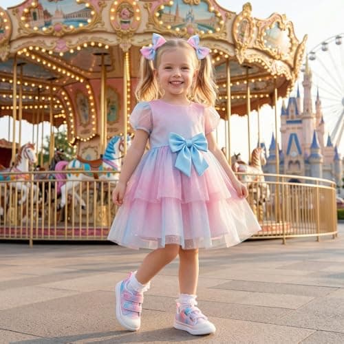 noorkiz Toddler Wide Toe Box Barefoot Shoes Glitter Girls Sneakers Lightweight Fashion Kids First Walking Shoe for School Preschool Activities Tie-Dye Pink Toddler Size 10 - Thumbnail 3