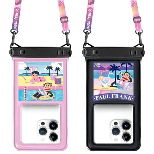 Paul Frank Waterproof Phone Pouch Floating, 2 Pack IPX8 Waterproof Phone Case with Lanyard for iPhone 17 16 15 14 Pro Max Galaxy S25 S24, Cellphone Dry Bag Beach Cruise Ship Essentials(up to 8.5") - Image 1