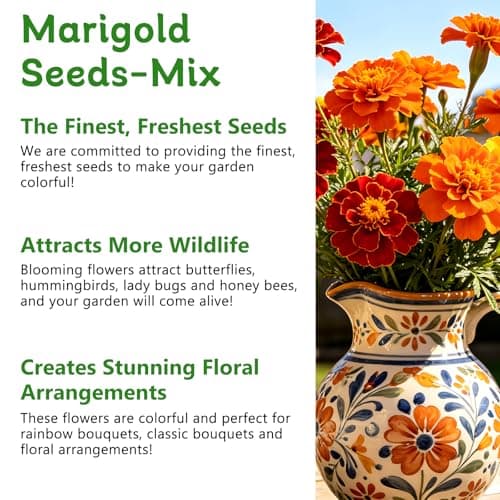 LUOJIBIE Marigold Seeds, 12,000+ Marigold Seeds for Planting Outdoor & Indoor, Flower Seeds Bulk for Gardening and Home, Non-GMO Heirloom, Easy to Grow - Thumbnail 4