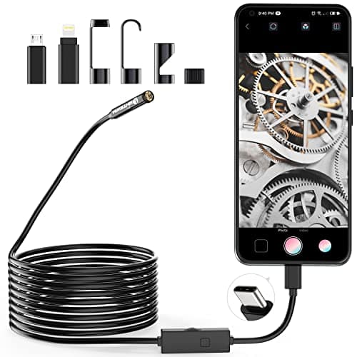1920P Endoscope Snake Inspection Camera, Lightswim Type C Borescope, Scope Camera with 8 LED Lights for Android and iOS Smartphone, iPhone, iPad, Samsung (16.5 FT/5M) - Image 1