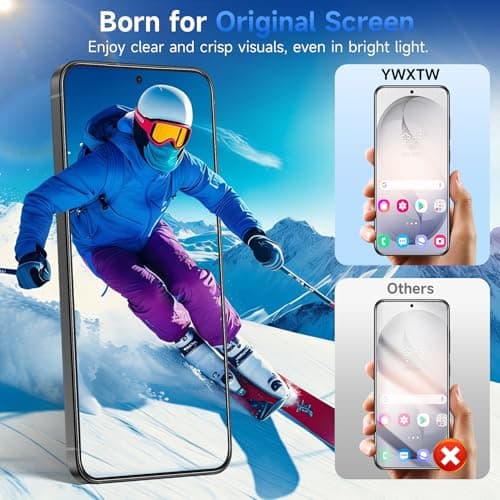 YWXTW Anti Reflective Screen Protector for Samsung Galaxy S26, [Bubble Free] Anti Glare & EZ Unlock Tempered Glass S26 Accessories, Case Friendly, 2 Pack - Thumbnail 2