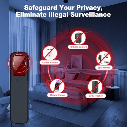 ZHENHAN Hidden Camera & Bug Detector – Portable Anti-Spy Device for GPS Trackers, Wireless Bugs | Travel, Home, Office Security (Black) - Thumbnail 2