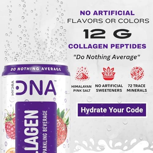 HYDRADNA- Sparkling Liquid Collagen Protein Water Drink Balanced Nutrients for Wellness - Sugar-Free - Keto-Friendly - No Gluten (12 Pack) Berry Punch - Thumbnail 5