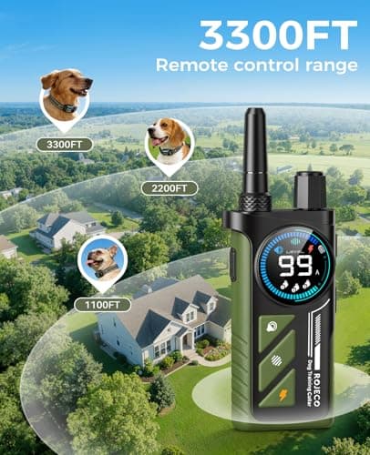 Rojeco 2-in-1 Dog Shock Collar & Dog Bark Collar - 3300FT Remote Dog Collar with IPX7 Waterproof, Beep/Vibration/Shock Modes & LED Light, Smart Anti-Barking Bark Collar for Small Medium Large Dogs - Thumbnail 5