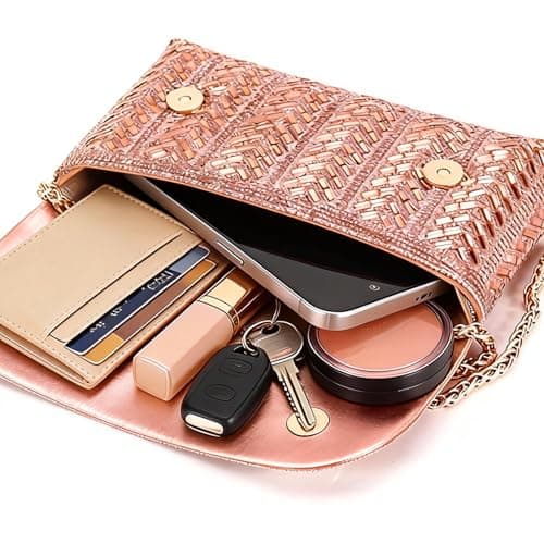 LUKLUKTAISUN 2026 Rhinestones Clutch Purses for Women 3d Evening Bags PU Leather Handbag for Cocktail Prom Party Wedding(Champagne) - Thumbnail 6