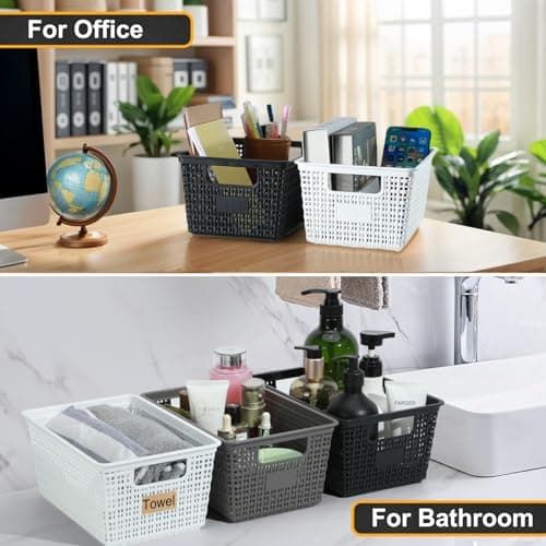 Storage Bins with Lids | Plastic Storage Baskets with Lids for Office Organization,Stackable Organizing Bins with Latching Design, Easy-Clean Boxes for Home, Office, Toys & Classroom Supplies, 6 packs - Thumbnail 5