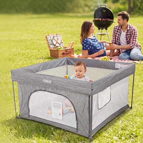 FUNEEK Foldable Playpen for Babies and Toddlers, 50'' x 50'' - Image 1