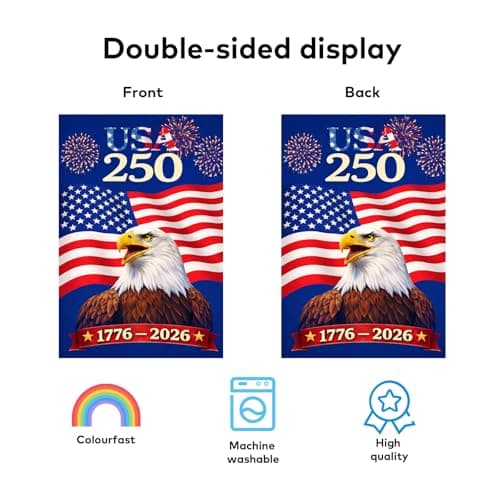 USA 250 Anniversary Garden Flag, Patriotic American Eagle Flag 12x18 Double Sided, 1776–2026 Independence Day Outdoor Yard Lawn Decor - Thumbnail 5