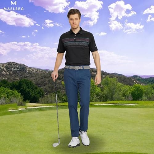 M MAELREG Dress Pants for Men Straight Fit Stretch Quick Dry Lightweight 5 Pockets Business Casual Golf Pants Men Blue Indigo - Thumbnail 2