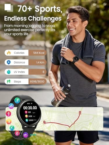 Smart Watches for Women & Men(Answer/Make Calls), Activity Smart Watch with 24/7 Heart Rate/Sleep Monitor/400+ Watch Face/70+ Sport Modes/IP68 Waterproof Fitness Tracker Smartwatchfor Android & iPhone - Thumbnail 3