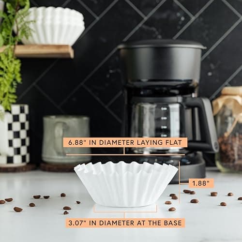 Tupkee Coffee Filters 4-6 Cups - 800 Count, Junior Basket Style, White Paper, Chlorine Free 5 Cup Coffee Filter, Made in the USA - Thumbnail 3