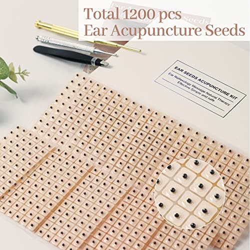 1200Pcs Ear Seeds Acupuncture Kit, Auricular Sticker Kit with Ears Seed, Acupuncture Pen, Acupressure Ear Chart, Tweezers - Thumbnail 5