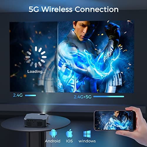FUDONI Projector with WiFi and Bluetooth, Native 1080P Outdoor Movie Projectors 4k Supported, 15000L Portable Home Theater Projector Max 300", Indoor&Outdoor Use, Black - Thumbnail 3