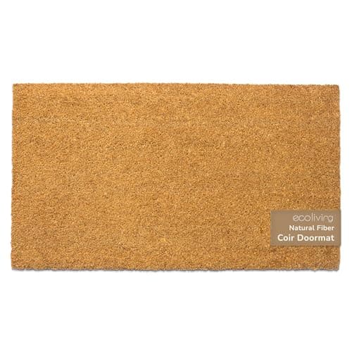 Eco Living Welcome Doormats, Natural Coco Coir Mats with Non-Slip PVC Backing, Indoor Outdoor Mats for Home & Office, Floor Mats for Door Decor, Patio Decor, Plain Entry Mat, Beige, 30"x17" - Image 1