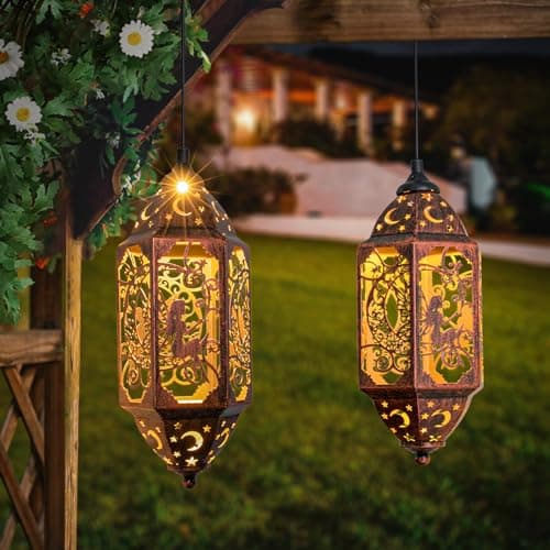 Go2garden 12.4" Solar Outdoor Lanterns Waterproof Garden Gifts Women, Moon Solar Outdoor Lights for Balcony,Backyard Porch Mothers Day Gifts for Mom, Grandma(2Pack, Red Copper) - Thumbnail 4