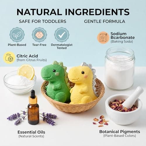 9 Pack Dinosaur Bath Bombs with Surprise Toys Inside for Kids - Natural & Gentle Fizzy with 9 Soothing Fruit Scents - Surprise Dino Bath Sets for Boys Girls, Birthday Gifts & Bedtime Relax - Thumbnail 3