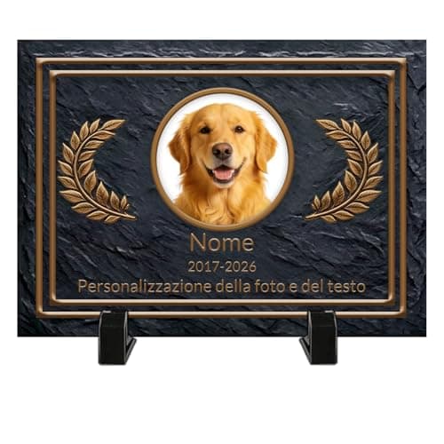 Umitive Dog Memorial Gifts for Loss of Dog, Personalized Pet Memorial Stone, Custom Dog Grave Marker with Name & Photo, Sympathy Gifts for Bereaved Pet Owners, Cemetery Decor (Style-01)