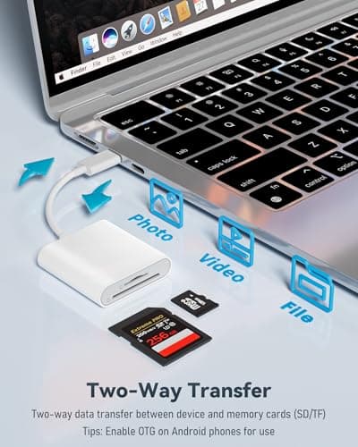 USB-C SD Card Reader, Dual Slot for SD and MicroSD, Type C Adapter Compatible with iPhone 17/16/15, iPad, Laptop, Trail Camera Viewer, Plug and Play (2 Port (USBC SD+TF)) - Thumbnail 3