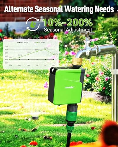 RAINPOINT WiFi Hose Timer, Brass Inlet Smart Sprinkler Timer for Watering, WiFi Watering Timer for Garden Hose with Hub, APP & Voice Control, Automatic Irrigation System for Lawns and Yard - Thumbnail 4