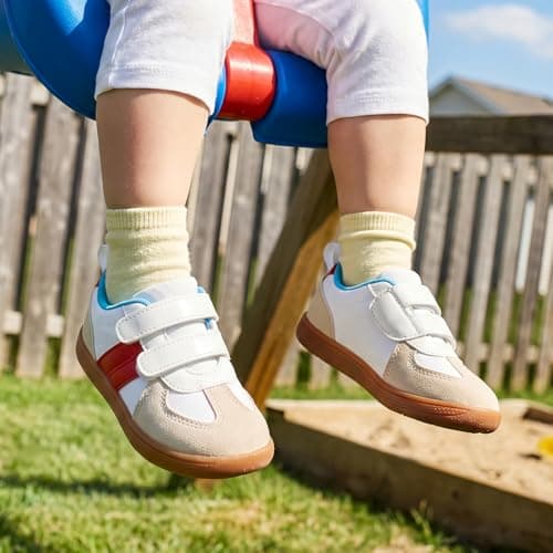 WIDE TOE BOX Toddler Barefoot Shoes - Boys Girls Zero Drop Sneakers - Non-Slip First Walking Shoes, Lightweight Kids Tennis Shoe, Classic Blue Red, 10 Wide Toddler - Thumbnail 2