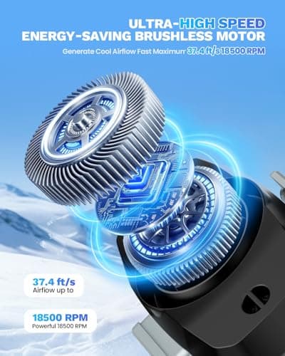 Portable Waist Fan Clip on Belt, 100 Speeds Adjustable Hands-Free Neck Fan, Waist Fan up to 24H Cooling, Hands-Free Hanging mini waist fan for Warehouse, Camping, Outdoor,Travel, Gray - Thumbnail 2