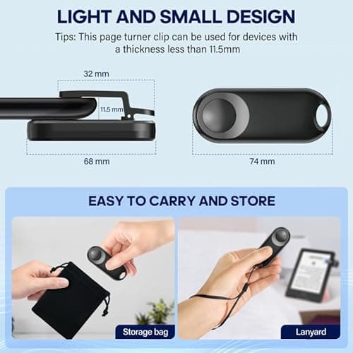 Oresoc RF Remote Control Page Turner for Kindle Paperwhite,Kindle Accessories Remote Photo and Video for E-Book iPhone iPad Android Tablets Reading Novels Comics Remote Control Extenders(Black) - Thumbnail 6