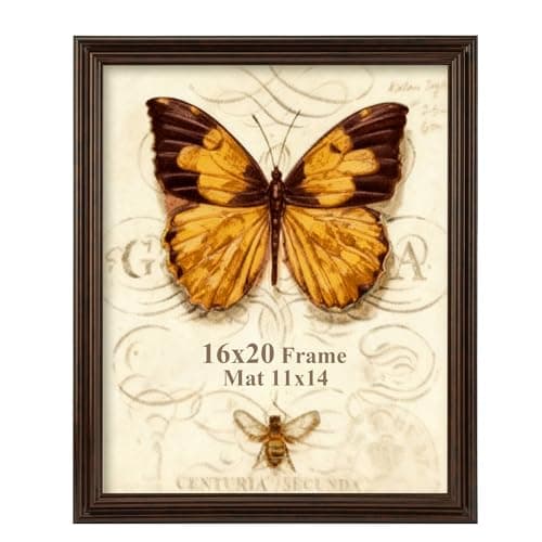 Splinterix 16x20 Picture Frame, 16 x 20 Photo Frame for Wall or Tabletop Display, Ornate Vintage 20x16 Picture Frames with Plexiglass, Display Poster 11x14 with Mat or 16x20 without Mat for Antique Déco, Brown, 1 Pack