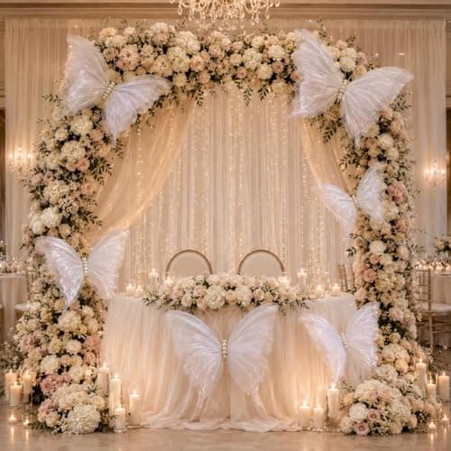 8 Pcs Large & Small White Butterfly Decorations, 3D Silk Butterflies Wall Decor with 3 Big 20 Inch & 5 Small 12 Inch Butterflies for Wedding, Baby Shower, Birthday Party, Nursery & Event Decoration - Thumbnail 6