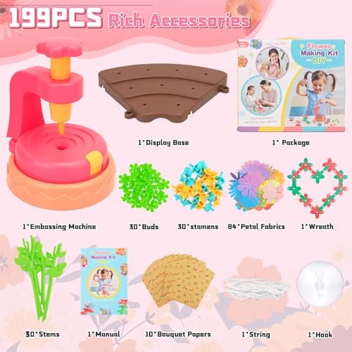 Fabric Flower Bouquets Toys, DIY Paper Flower Making Press Kit with Wreath & Bouquet Papers, Educational Creativity Arts and Crafts for Kids Ages, Birthday Gift for Girls 6 7 8 9 10 11 12 Years Old - Thumbnail 5