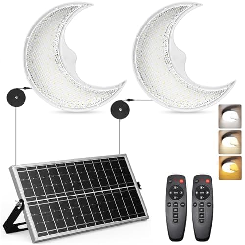SunBonar Solar Shed Light & Moon Lamp, Day & Night Use, 2 Lamps & Dimmable & Tricolor, 2 Remotes & Timer & On/Off Switch, Indoor/Outdoor Solar Ceiling Moonlight for Home/Patio/Porch/Barn/Garden/Gazebo - Image 1
