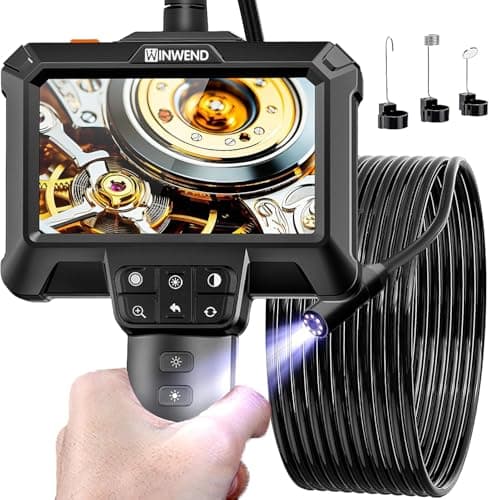 WINWEND Endoscope Camera with Light - IP67 Waterproof Borescope Camera with 8 Adjustable LED Lights | 4.3" LCD Screen Borescope | HD 1080P Inspection Cameras with 16.5ft Semi-Rigid Cord Tools for Men - Image 1