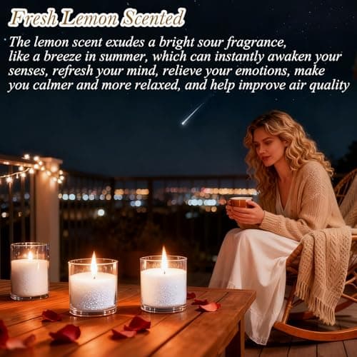 Aufien Candle Sand with Wicks,21.4 Oz Pearled Candle, DIY Bead Powder Sand Wax Making kit Refillable Non Toxic for Handmade, Wedding and Halloween Christmas Decorations White Fresh Lemon Scented - Thumbnail 2