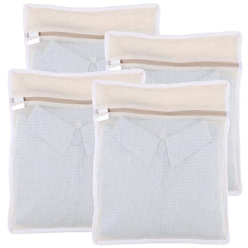 Dntorx 4Pcs Durable Cotton Mesh Laundry Bags for Delicates, 12×16inch Breathable Laundry Mesh Wash Bags with Sturdy Zipper for Delicates, Clothes, Pants, Underwear, Bra, Socks (M) - Image 1