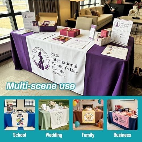 MAIMIPU Custom Table Runner with Logo Text Ships Next Day Vendor Booth Display Items Custom Table Banner for Business Tradeshow Events Company School Shop Wedding Other Important (13 x 72inch) - Thumbnail 5