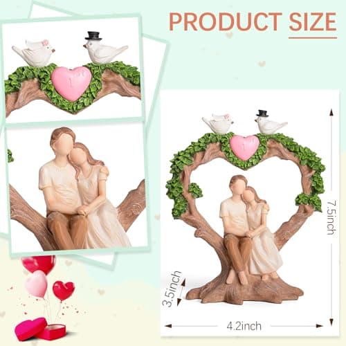 Vofstand Couple Statue Figurine Romantic Wedding for Couple Wife Her Girlfriend - Thumbnail 5
