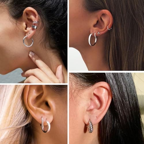 36 Pairs Gold Hoop Earrings Set for Women, Fashion Chunky Gold Hoop Earrings Multipack, Hypoallergenic Pearl Chain Twisted Statement Earring Pack for Birthday Party Jewelry - Thumbnail 3