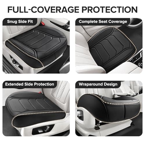 CAPITAUTO 2 Pack Bottom Car Seat Cover, Dual Storage Pockets Luxury Faux Leather Front Seat Covers for Cars, Super Breathable, Anti-Slip, Full Wrapping Edge - Fit for Most Sedans SUV Trucks (Black) - Thumbnail 4