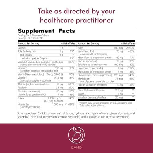 Bariatric Advantage Essential Multivitamin Without Iron - 200 DV of Key Nutrients - Trace Mineral Support - Multivitamins for Bariatric Patients - Berry - 180 Tablets - Thumbnail 4