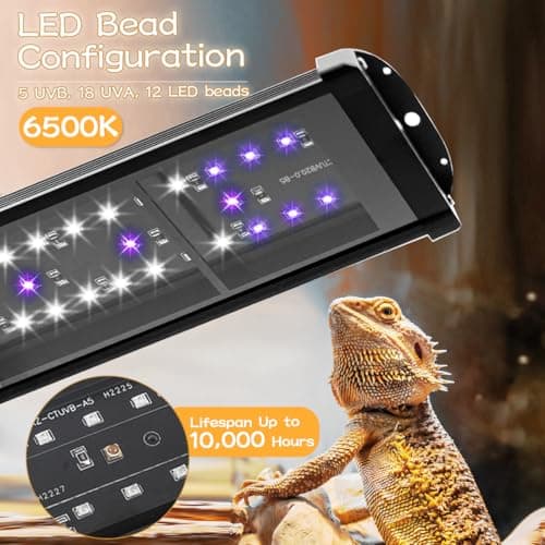 11-Inch 15W LED UVB Light for Reptiles with Dimming & Timer, Adjustable 10.0-20.0 UVB UVA Lamp for Bearded Dragons, Turtles, Snakes – Full Spectrum UVI Lighting Fixture for Desert & Tropical Habitats - Thumbnail 3