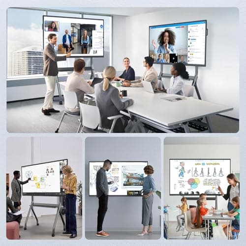QIXZOCV 75" Smart Board for Business, Large Interactive Whiteboard with Multi-Touch, 4K Electronic Board with Screen Sharing, Bluetooth/WiFi/HDMI, Camera & Mic, Android 13,8+128G (Wall Mount Included) - Thumbnail 2