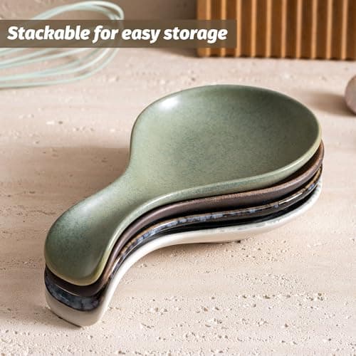 Ceramic Spoon Rest for Stove Top, 8 In Large Spoon Holder for Kitchen Counter, Porcelain Utensil Rest, Housewarming Thankgiving Christmas Gift, Dishwasher Safe Heat-Resistant, Marble Gray(1 PC) - Thumbnail 5