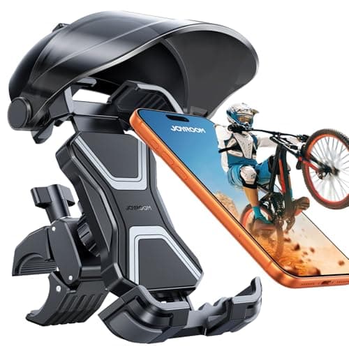 JOYROOM Bike Phone Holder Mount [Avoid Glare][Full Silicone Protection] Phone Mount for Scooter Ebike Bicycle Handlebar Cell Phone Clamp for iPhone 17 16 15 Pro Max S26, More 4.7-7" Phones - Image 1